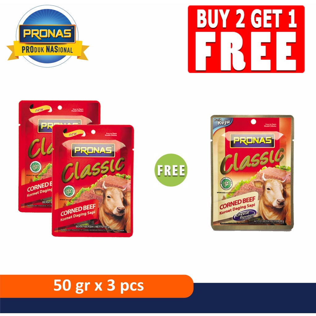 PRONAS Kornet Sapi Sachet 50g (2pc) Free Kornet Sachet Keju 50 g (1pc)