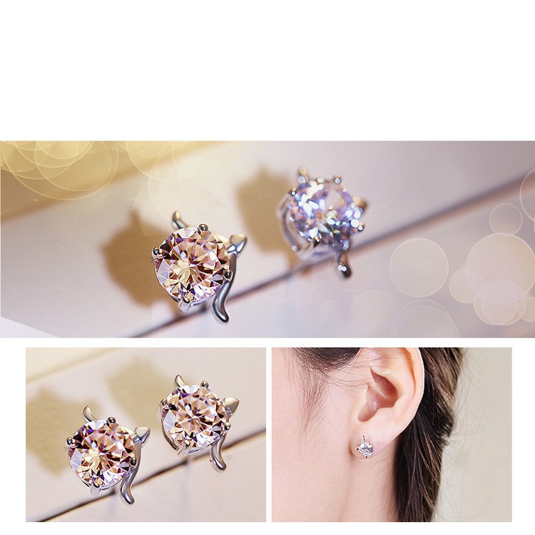 925 Perak Lucu Anting-Anting Anting-Anting Perempuan Ganda Belas Rasi Fashion Retro Ornamen