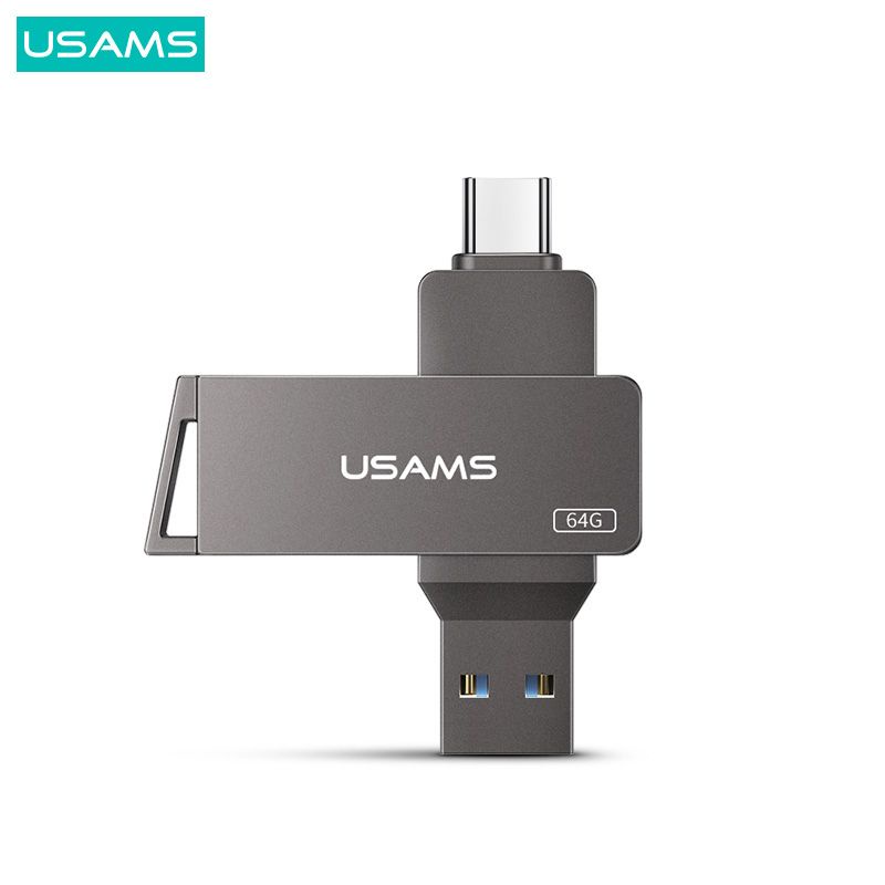 USAMS Flashdisk Rotatable 32/64/128GB OTG Type-C + USB 3.0 High Speed Dual Drive Original