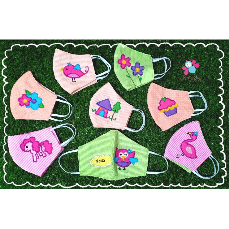 Masker Anak Custom Nama / Masker Anak Bordir Nama / Masker Anak Lucu / Masker Custom / Masker Bordir