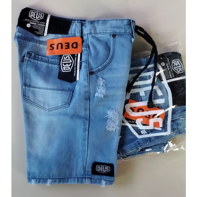 CELANA PENDEK JEANS SOBEK TALI KOLOR RAWIS/CELANA DISTRO PRIA RAWIS