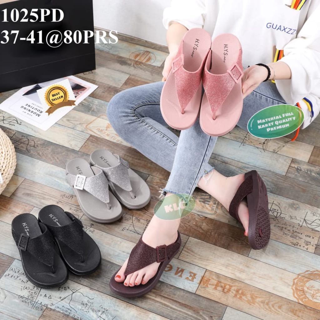 sandal wedges jepit wanita sandal karet perempuan