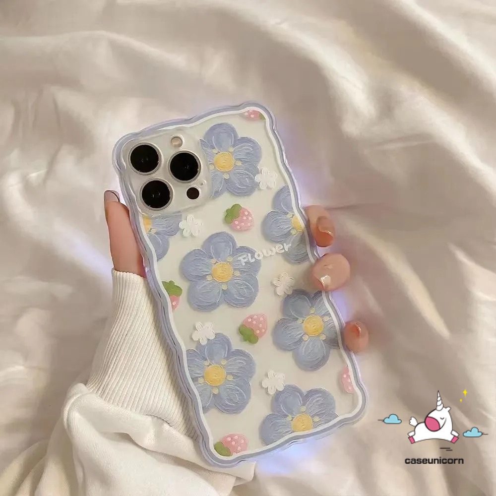 Soft Case Bahan Tpu Motif Bunga Strawberry Untuk iPhone 11 13 12 Pro Max 7 8 6 6s Plus X XR XS Max SE 2020