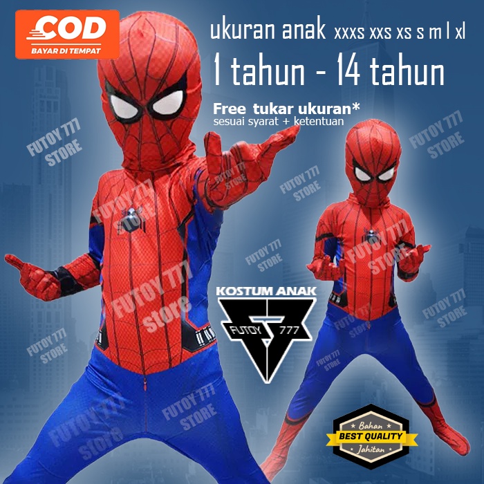 KOSTUM SPIDERMAN COSTUME HOMECOMING KOSTUM ANAK SPIDERMAN BAJU SPIDERMAN ANAK COSPLAY IMPOR IMPORT