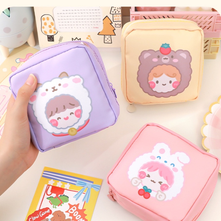 Kawaii Sanitary Napkin Storage Bag Portable Mini Pack Small Bag Large Capacity Coin Purse Girls