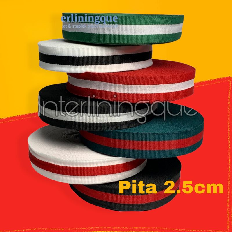 Pita List Guci Lebar 2,5 CM @28Yard Pita Kain Craft Tas Celana Dekorasi dll