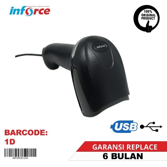 SCANNER BARCODE INFORCE F20 / F 20 STAND 1D 1 D USB WIRED KABEL CABLE GARANSI RESMI