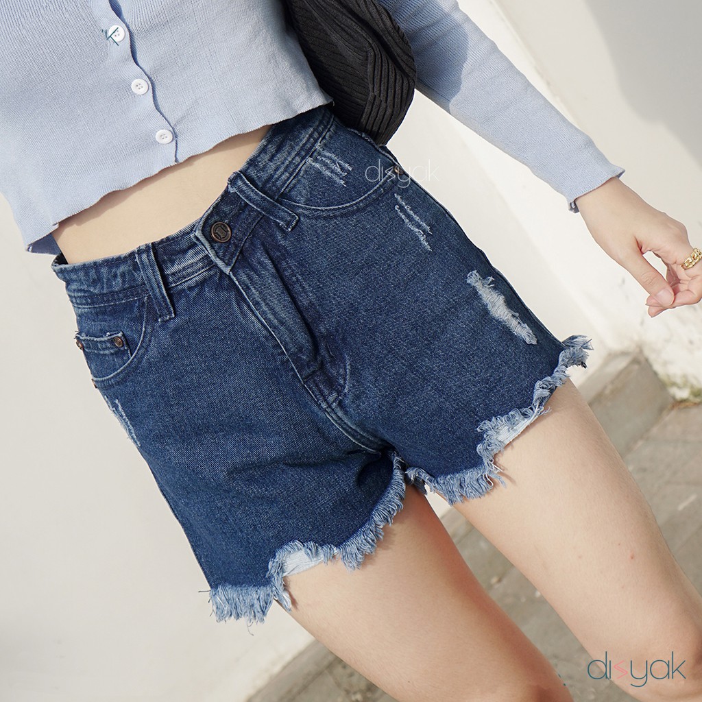 DISYAK - Hotpants Jeans Ripped 1031-2031 Dark Blue