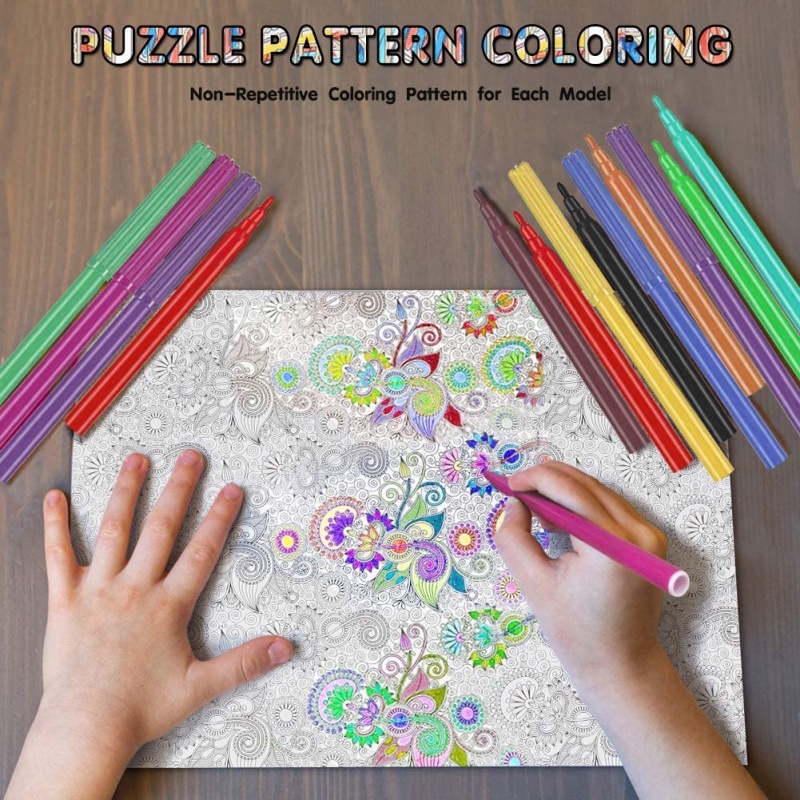 4 Pak Mainan Puzzle Mewarnai 3d DIY Dengan 12 Pena Untuk Kerajinan Tangan Anak