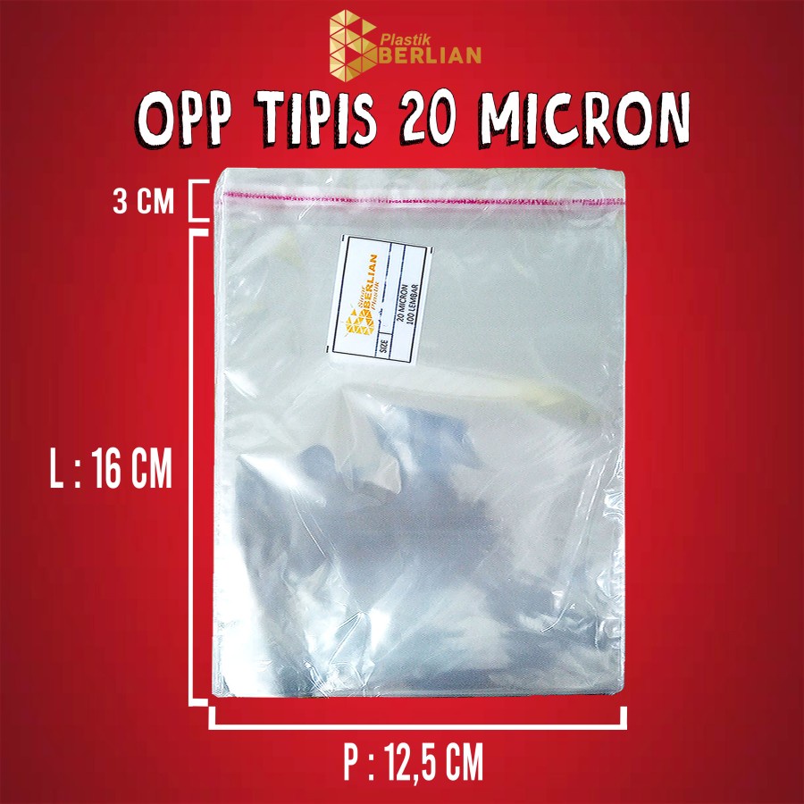 

12,5 x 16 cm Plastik OPP TIPIS (100 lbr) (lem/seal)