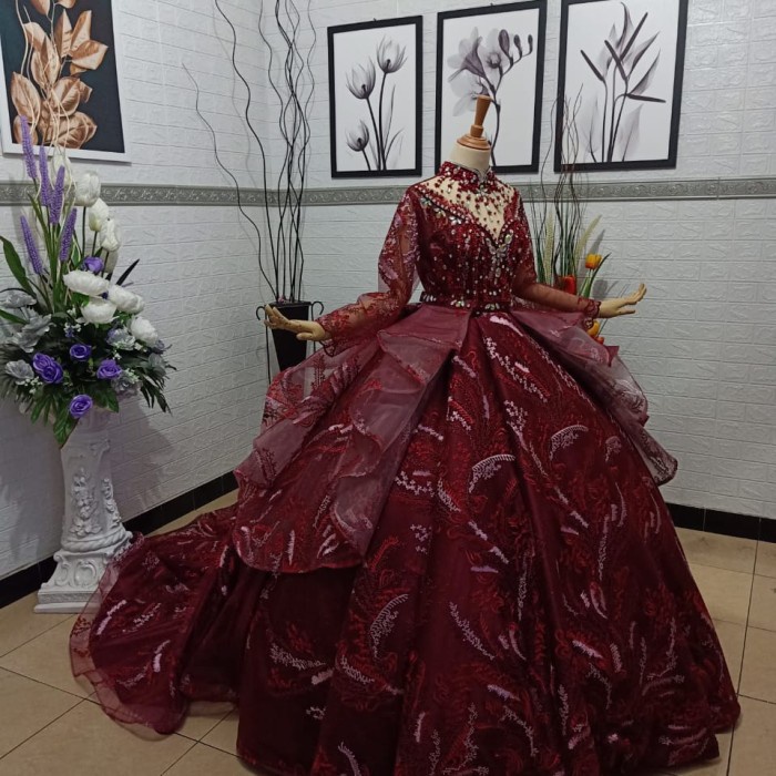 Gamis syar i asdf 1010 Baju Pengantin Wedding Dress Muslimah Jawa India gaun pengantin modern - maro