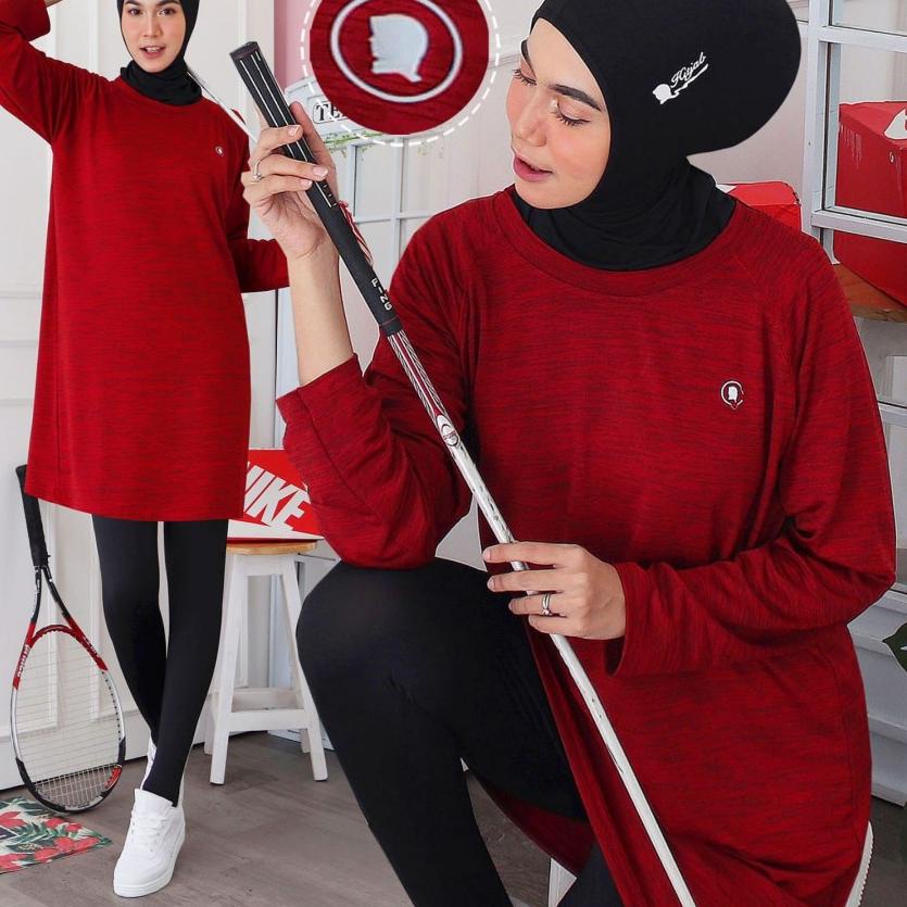 Terbaru.. Baju Pakaian Kaos Tunik Tunic Sport Sporty Olahraga Wanita Cewek Muslim Muslimah Lengan Pa