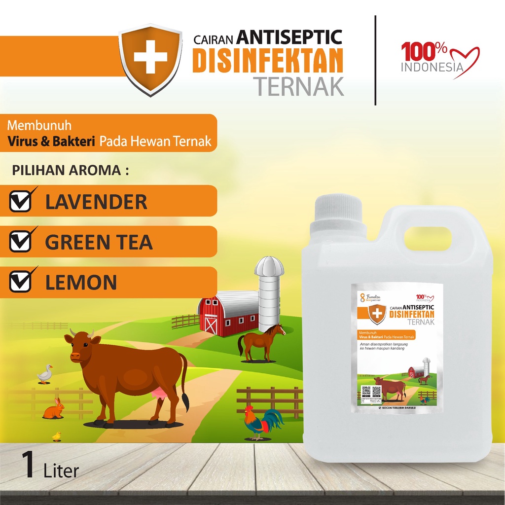 Disinfektan PremiumTernak Kandang Sapi , Kambing , Ayam Alami Efektif Kemasan 1 Liter Jerigen