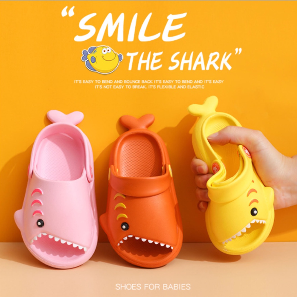 ♫ Megata ♫ A165 Sandal Baby Shark Anti Slip Sendal Karakter Anak Bayi Hiu Lucu Import Grosir