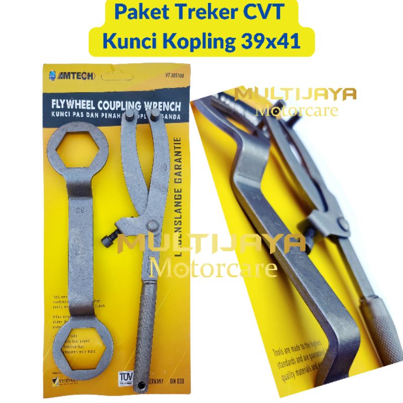 AMTECH PREMIUM Paket Kunci Treker CVT Matic + Kunci Tahanan Mur Kopling 39x41