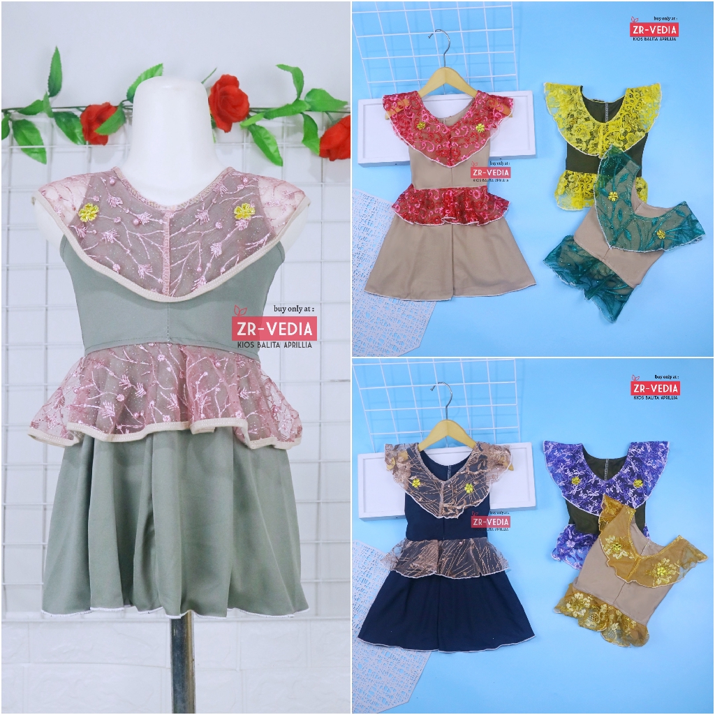 Dress Helen Bayi 3-12 Bulan  / Dres Baby Anak Perempuan Baju Pesta Brukat Yukensi Murah Harian Adem