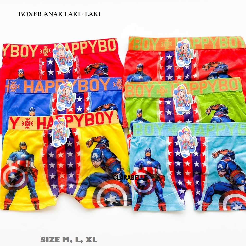 Celana Dalam Anak Laki - Laki HAPPY BOY Model Boxer Motif Kartun