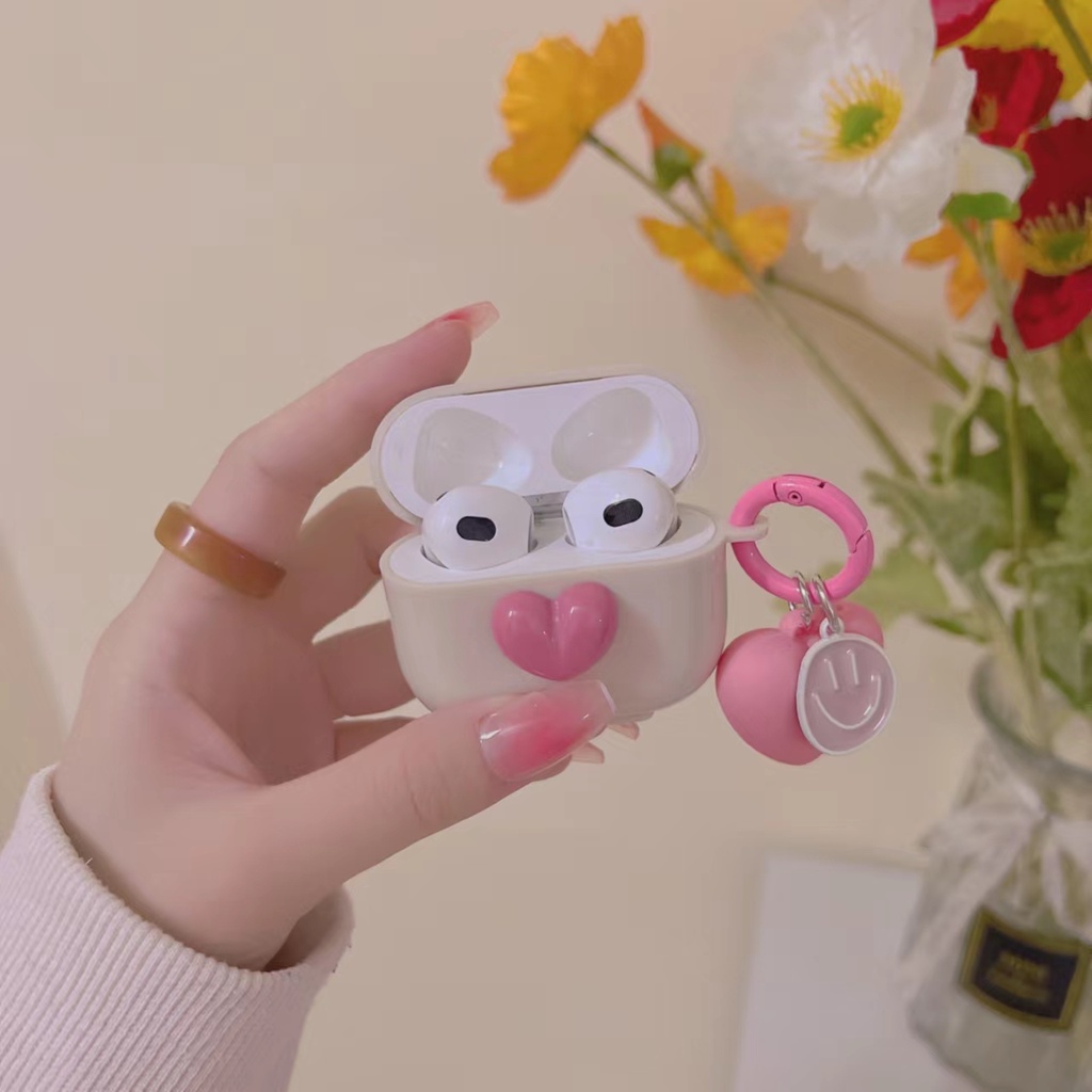 Case Pelindung AirPods 1 / 2 Pro Gen 3 Motif Hati Warna Pink