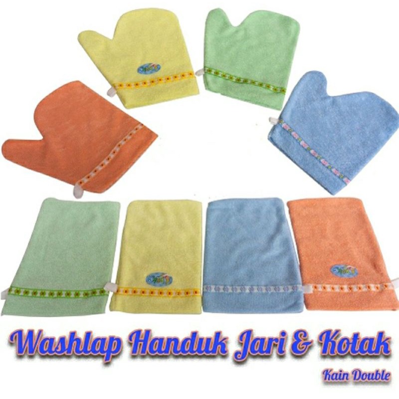 Washlap Bayi Murah Jari dan Kotak Handuk Bayi Washmitt / Perlengkapan Mandi Bayi Bahan Handuk Waslap