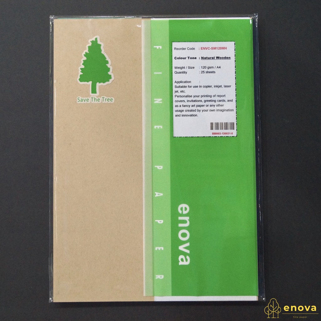 

Fancy Art Paper ENOVA | Natural Wooden | A4 120GSM (Cokelat Kayu)