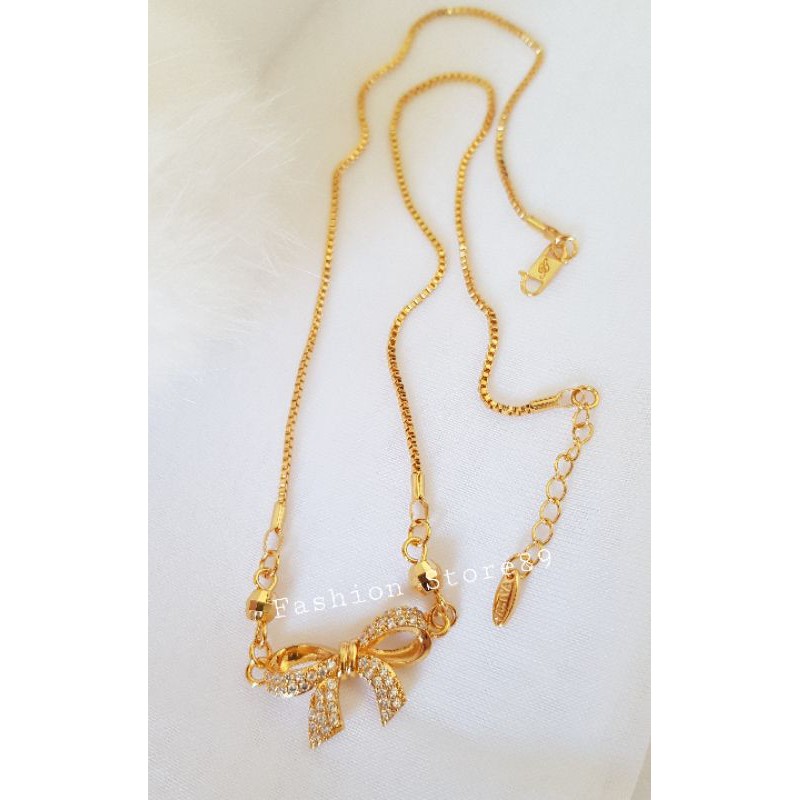 fashion kalung Xuping motif Pita Cantik Elegant Bestquality Import perhiasan lapis emas 18k