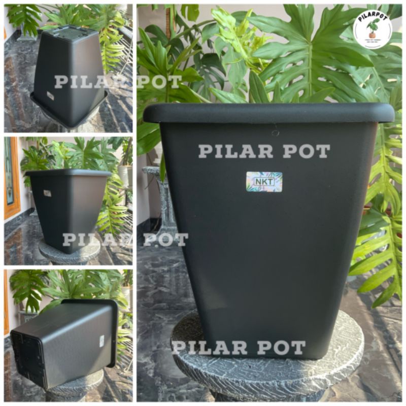 pot bunga tanaman kotak tinggi NKT HOYA 40 HITAM diameter 31cm - NKT HOYA