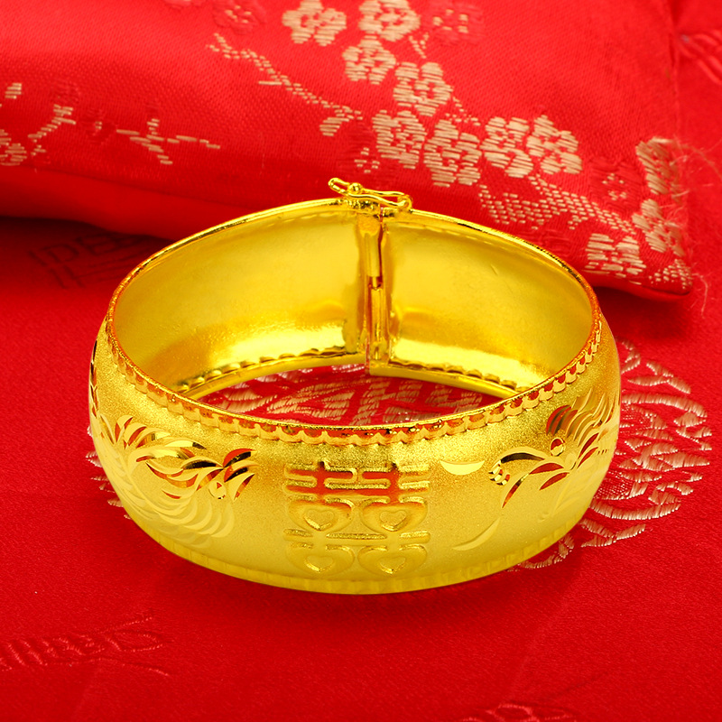 Gelang Emas Asli Kadar 375 Model Double Happiness Dragon Dan Phoenix Dowry Untuk Wanita