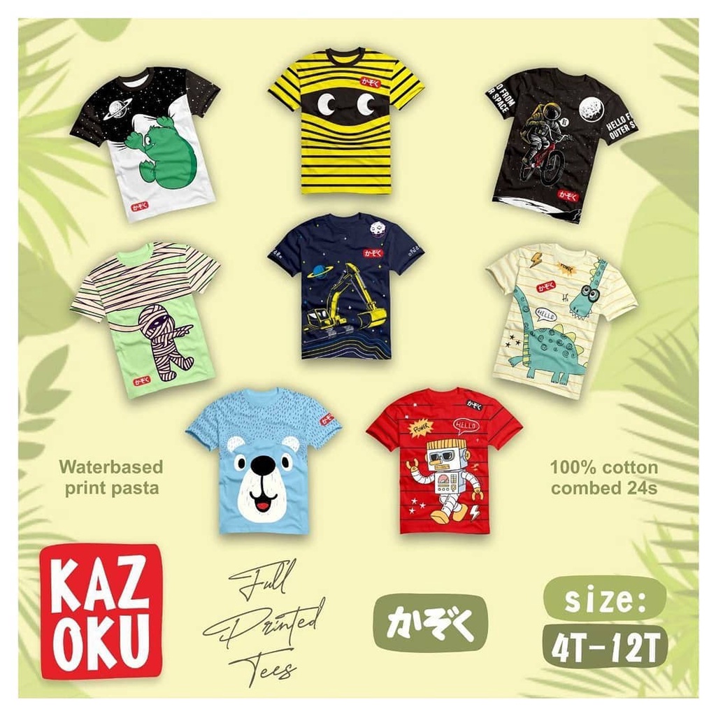 KAOS ANAK LAKI LAKI FULLPRINT SERIES USIA 4-12 TAHUN