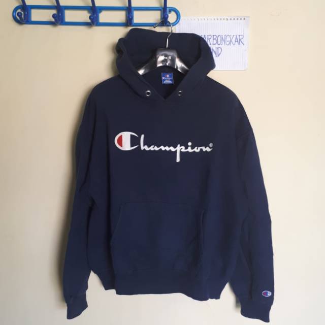 navy hoodie champion