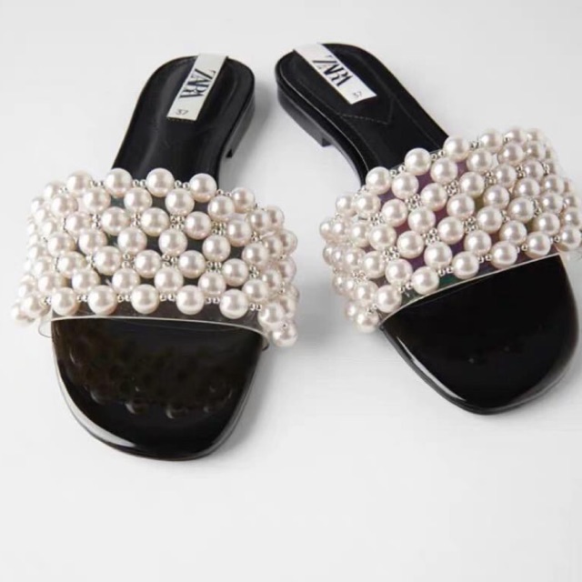 Zara semi pearl flats