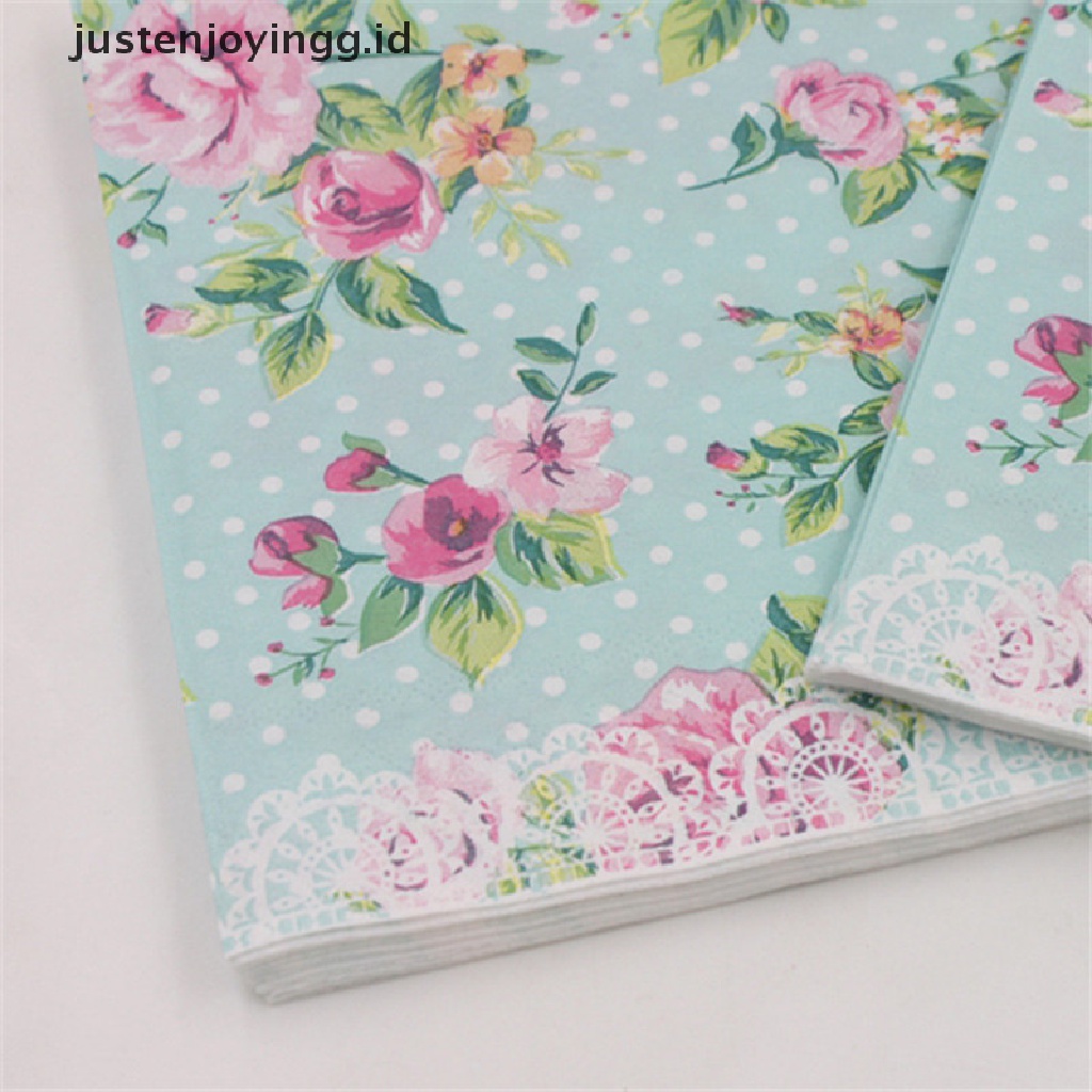 // justenjoyingg.id // design color printing paper napkins rose festive party tissue floral decoration 20pcs ~