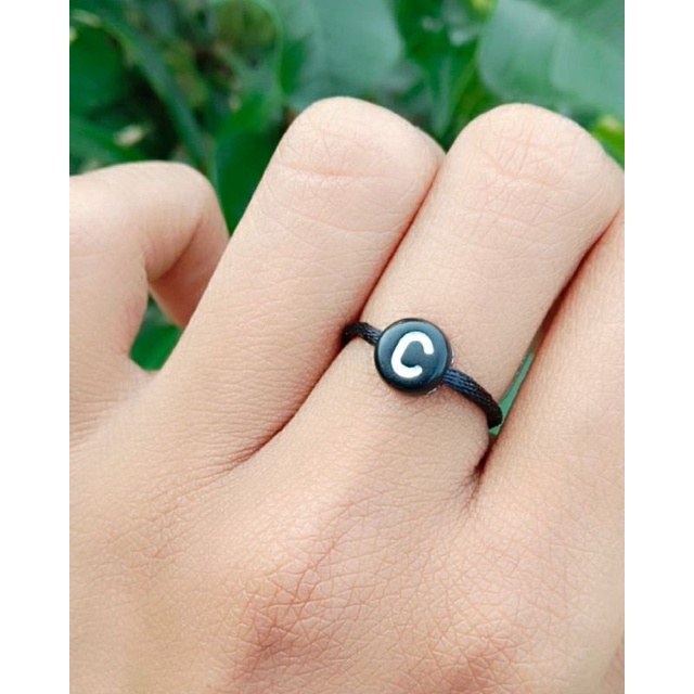 cincin inisial / cincin huruf / cincin tali satin / cincin polos