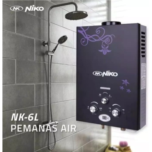 NIKO Gas Water Heater 6 Liter Pemanas Air Indicator LED NK 6LDN