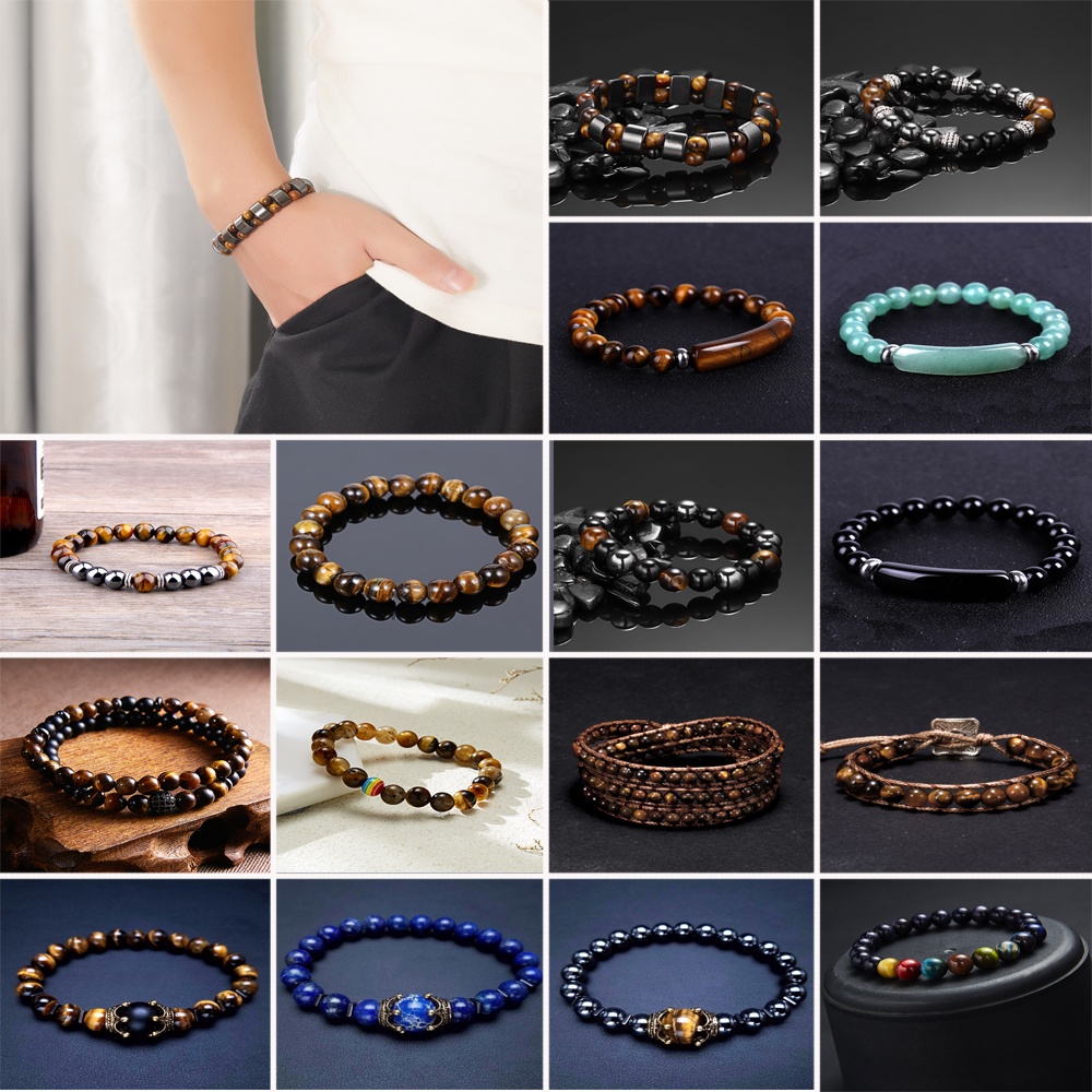 31 styles of tiger's eye stone black gallstone magnet magnetic men's and women's bracelets magnetic therapy health beaded health bracelets