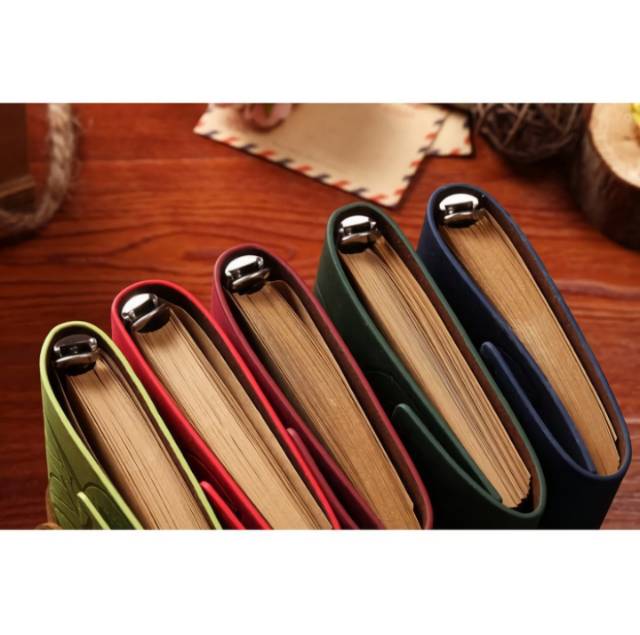 

HJK Buku Note Jurnal Catatan Kerja Harian Cover Kulit Retro Book Diary Story Leaf A6