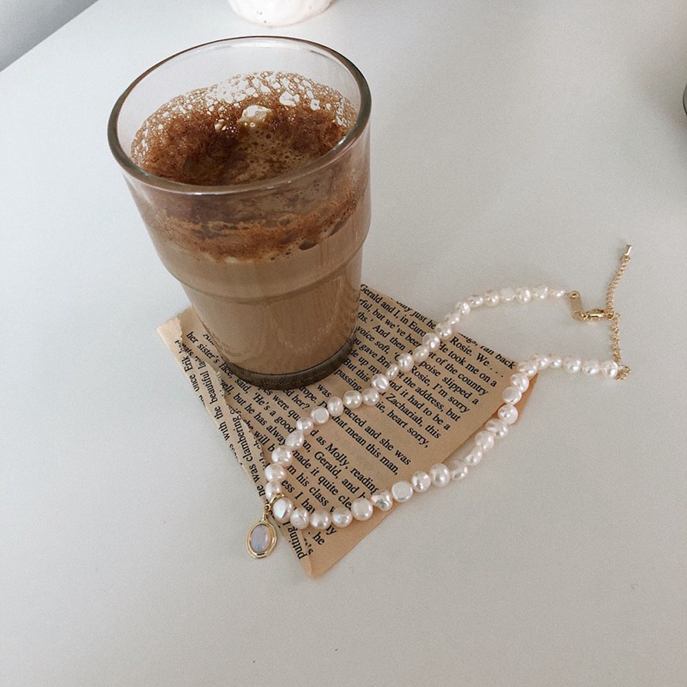 Needway  Luxury Clavicle Choker French Moonstone Pendant Collar Necklace Natural Freshwater Pearls Elegant Irregular Stylish Baroque For Women Fashion Jewelry/Multicolor