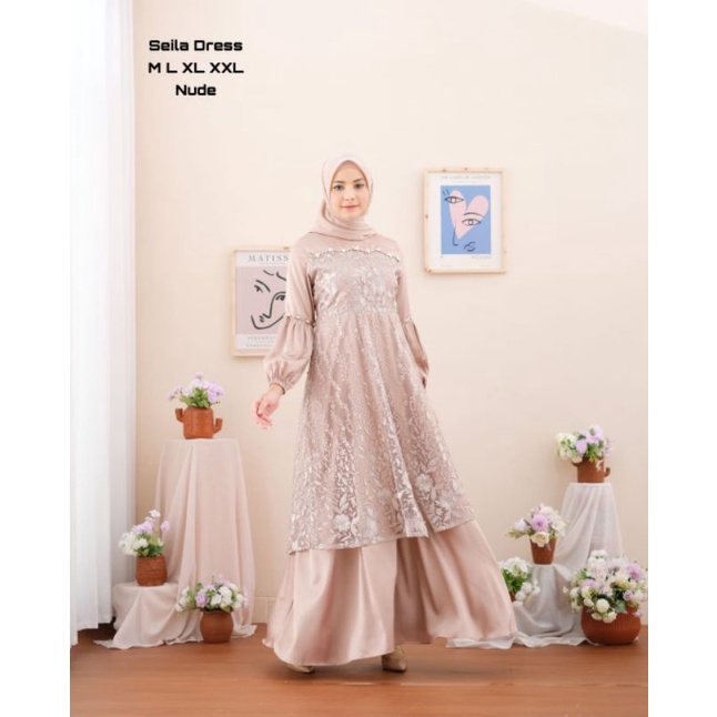 Permata Olshop / Dress Seila NF / Gamis Kebaya Pesta Modern / Kebaya Modern / Dress Kondangan