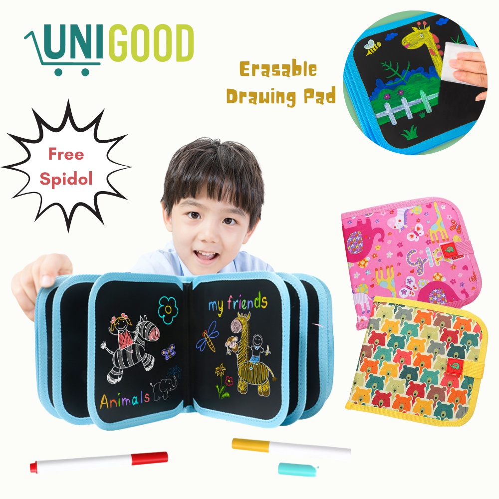 UNIGOOD - Buku Gambar Portable Magic Drawing Book Erasable Color Book Papan Tulis Anak