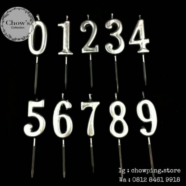 Lilin Angka Ulang Tahun / Birthday Candle Glossy Polos - SILVER