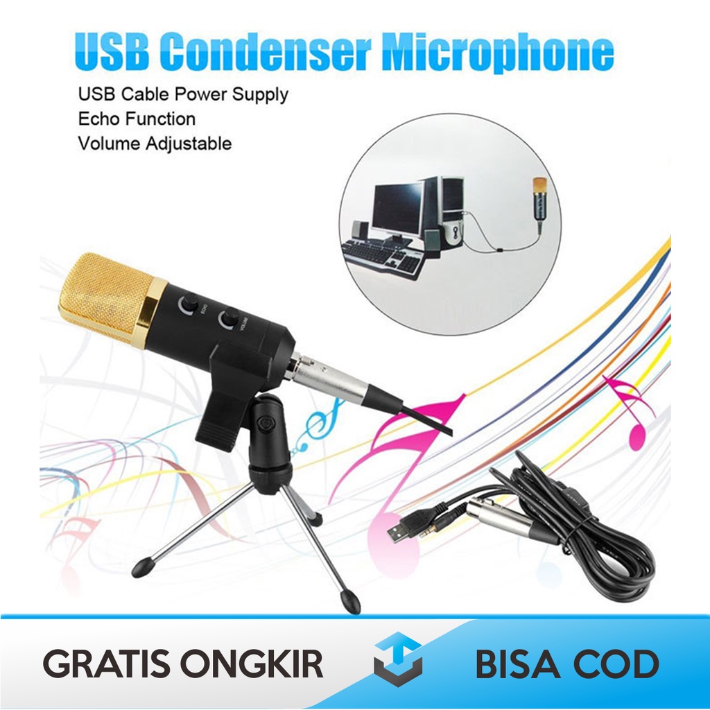 CONDENSER MICROPHONE USB KONEKTOR ORI BY TAFFSTUDIO K669B MINI TRIPOD