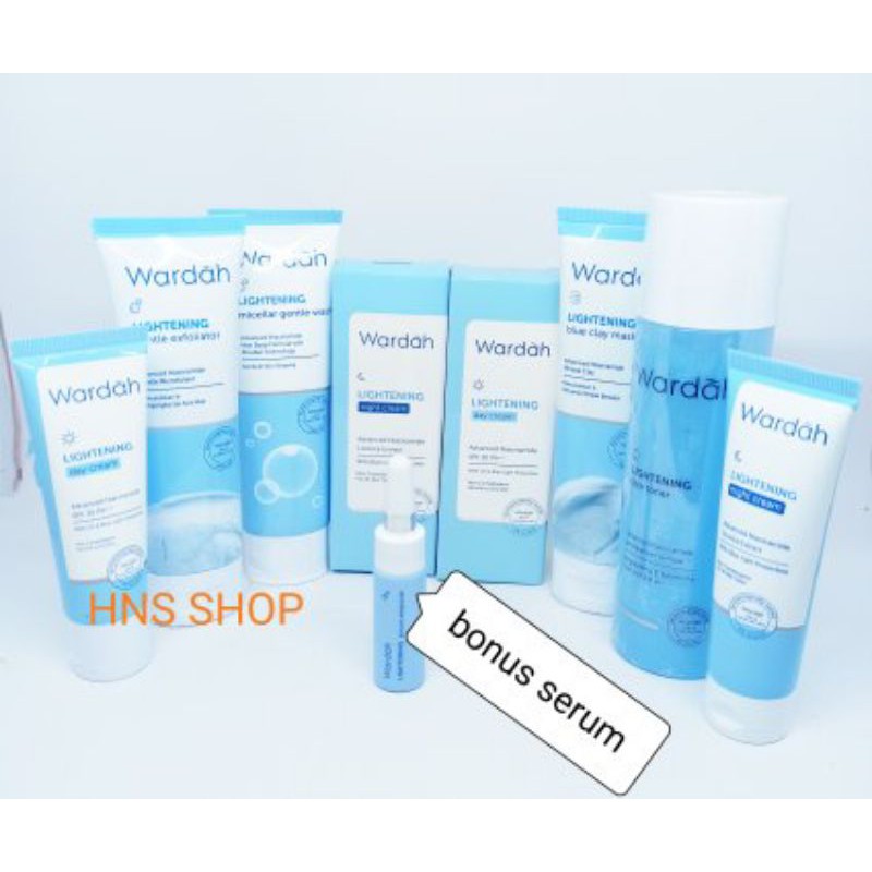 Wardah Paket Lightening Skincare Hemat Bonus Serum / Wardah Original