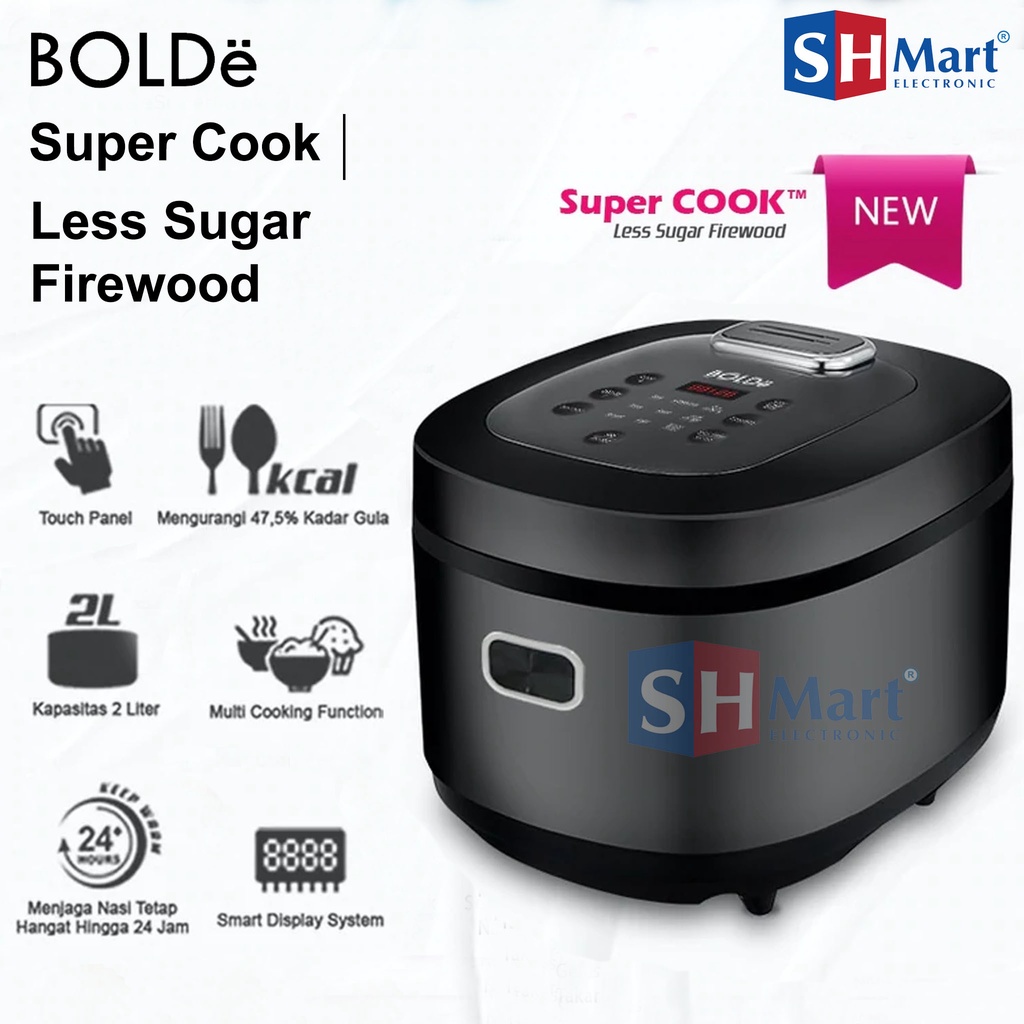 BOLDE RICE COOKER SUPER COOK LESS SUGAR FIREWOOD KAPASITAS 2 LITER GARANSI RESMI (MEDAN)