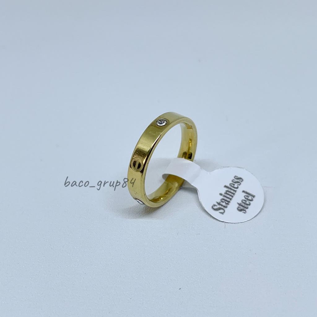 Cincin Titanium gold Mata berlian C15 Awet lama Tidak Karatan Cincin Tunangan Cincin Kawin