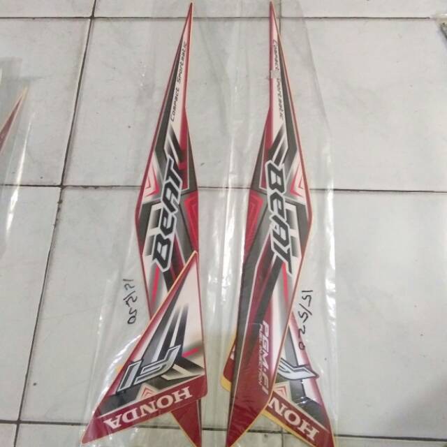 Striping sticker lis standar ori honda beat fi 2015 warna merah