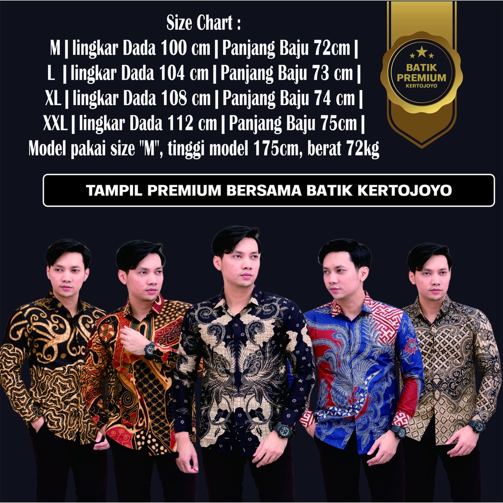 Kemeja Batik Pria Lengan Panjang slimfit slim fit Cowok Modern Batik Premium Batik Solo premium MTF8