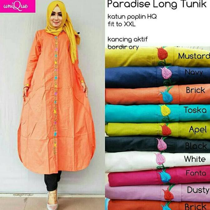 promo paradise long tunik,long dress,baju jumbo,baju bumil busui,baju kerja terbaru