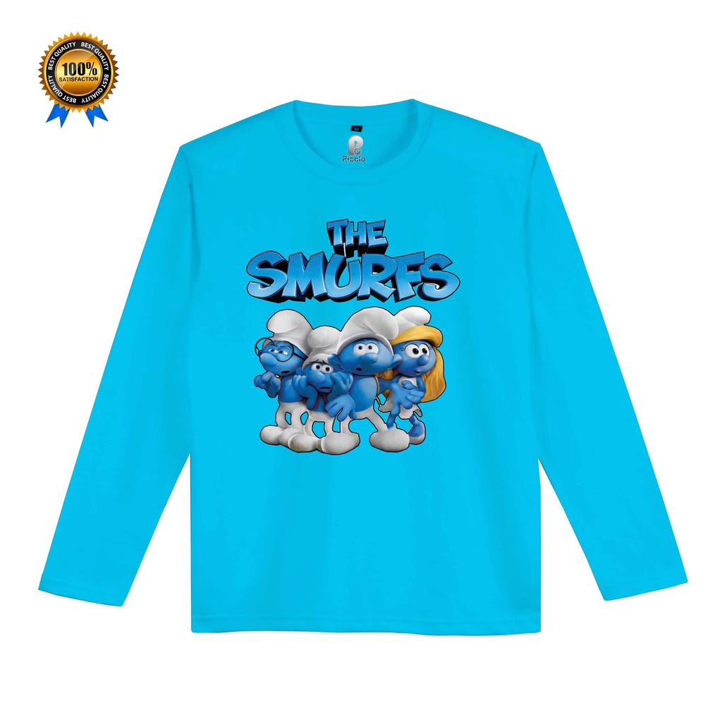 kaos anak smurfes lengan panjang unisex