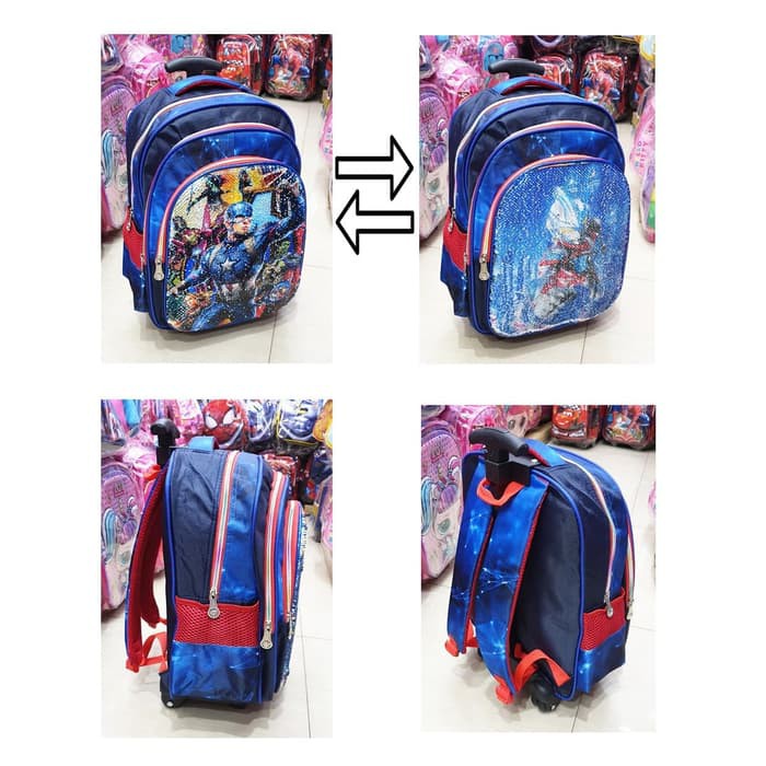 Tas Sekolah Troli Anak Laki Perempuan Trolly Trolle Mh613 Lo EX576  Dorong Sekolah Sd Sequin Usap Ca