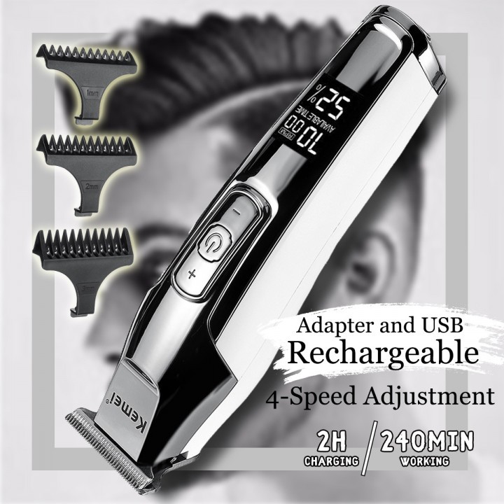 KEMEI KM-5027 Electric Cordless Professioanal Hair Clipper LCD Display