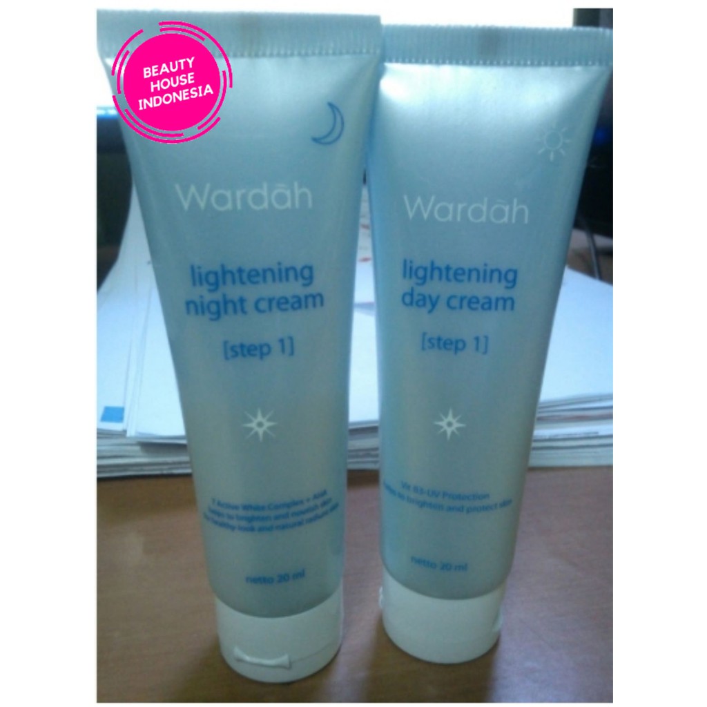 Wardah Krim Siang dan Malam Step 1 Tube Lightening Day Cream and Night Cream 20 ML Kecil